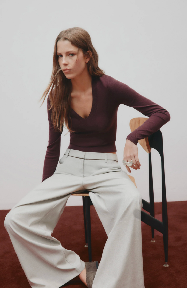 Abia merino knit top, mulberry