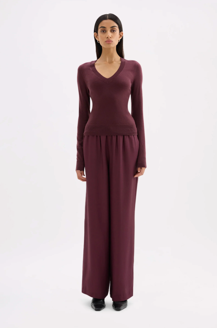 Abia merino knit top, mulberry