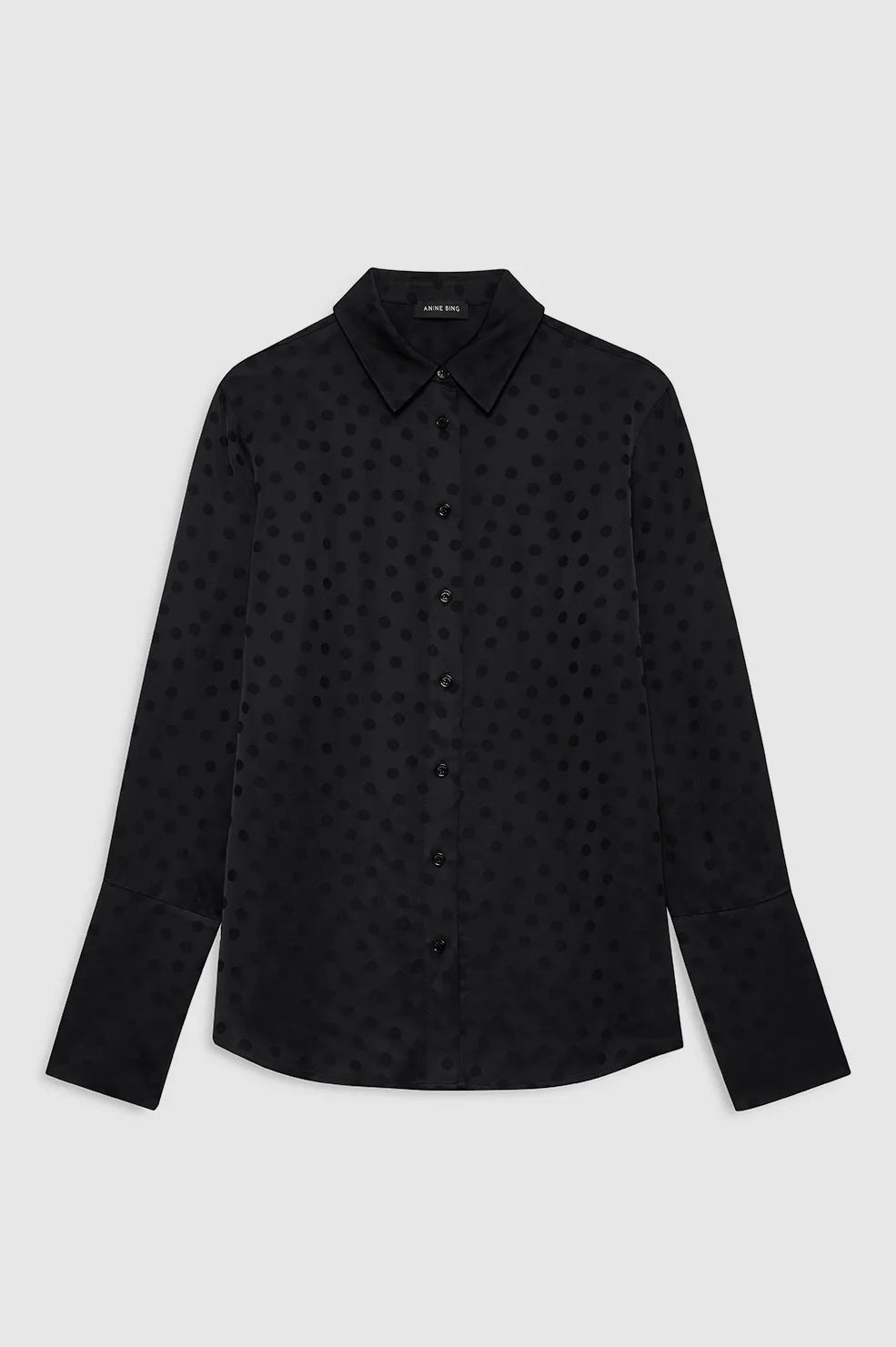 Amanda shirt, black dot jacquard