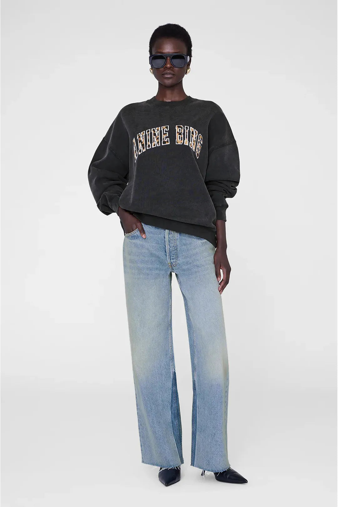 Miles Sweatshirt Anine bing leopard, washed black