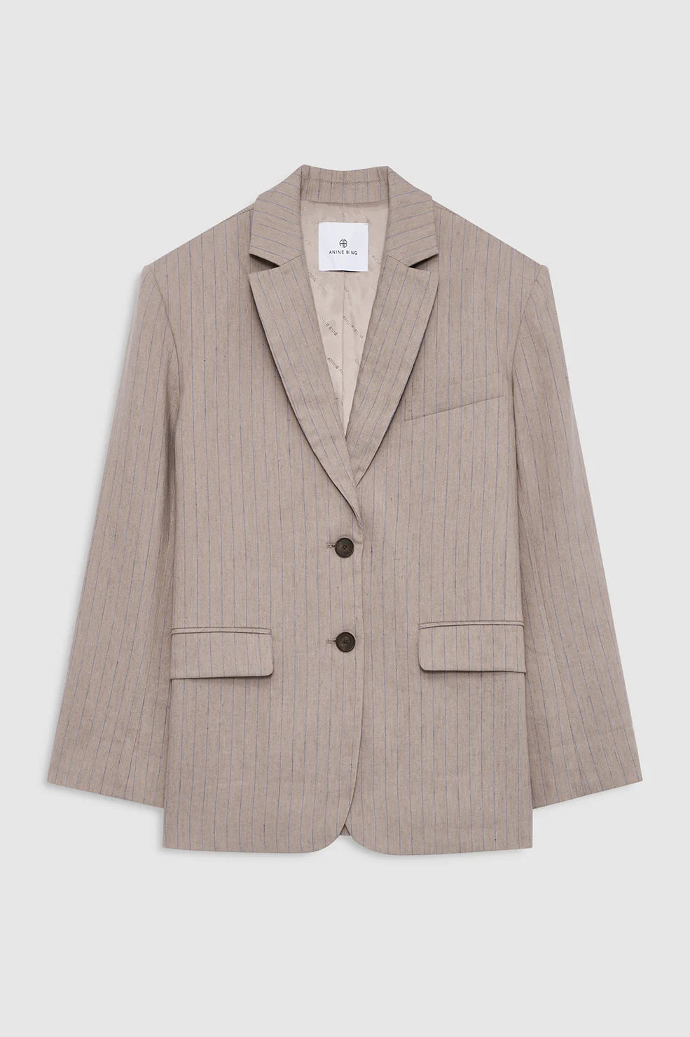 Quinn blazer, taupe & blue pinstripe