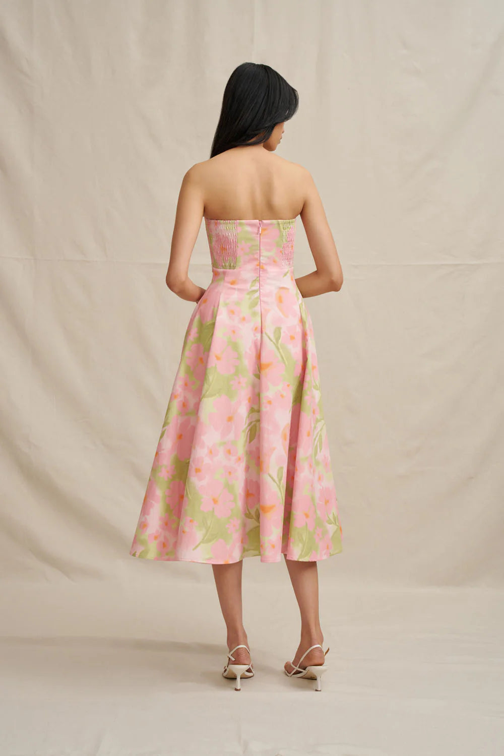 Azalia floral strapless dress, sorbet floral