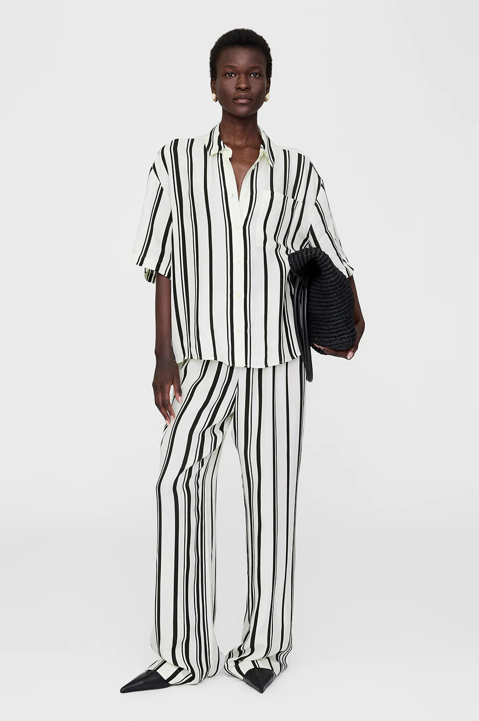 Coco shirt, Ivory & black monogram stripe