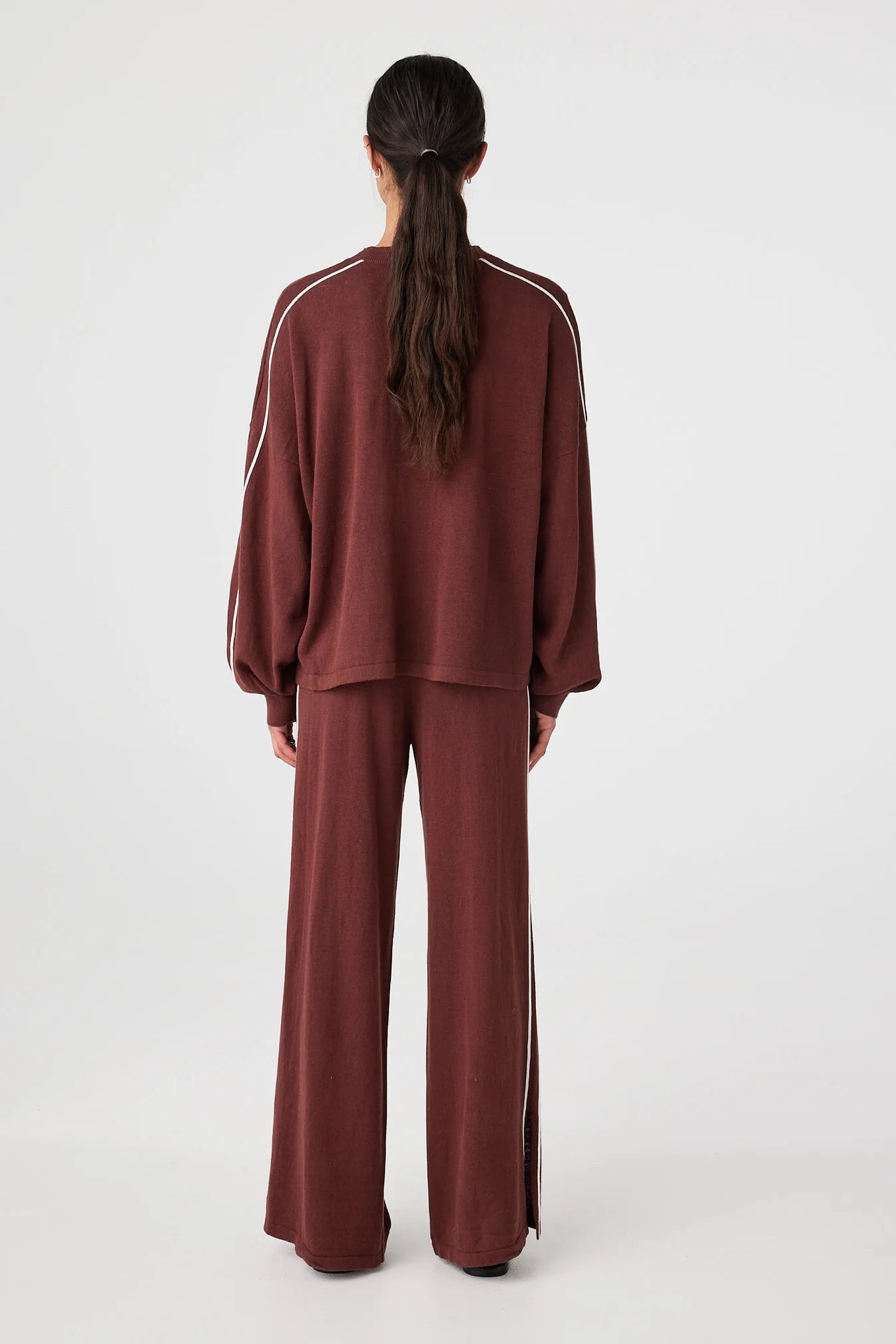 Pippa long sleeve teee, merlot/crem