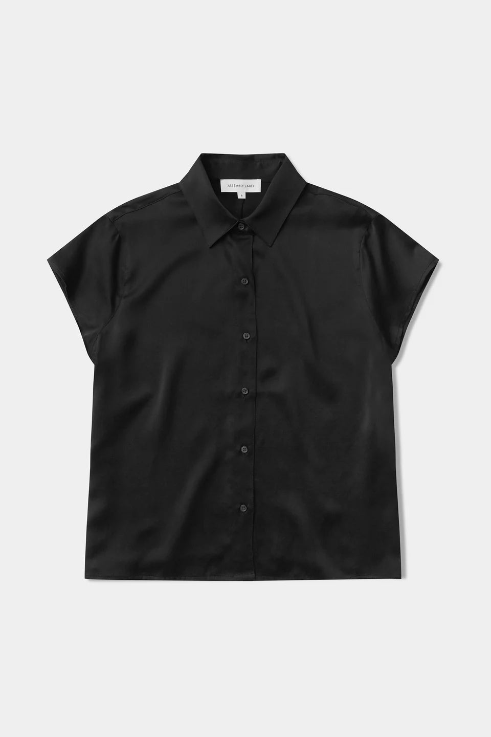 Karri short sleeve silk shirt, black