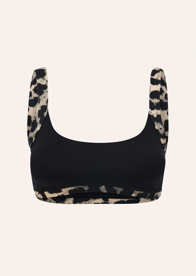 Vivid sports bra, black & leopard