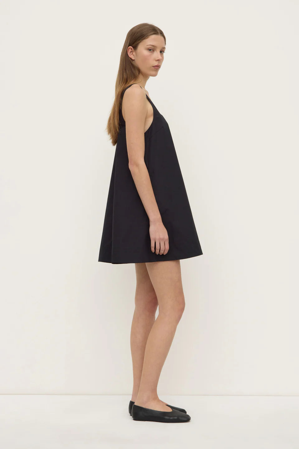 Becca cotton drill mini dress, black