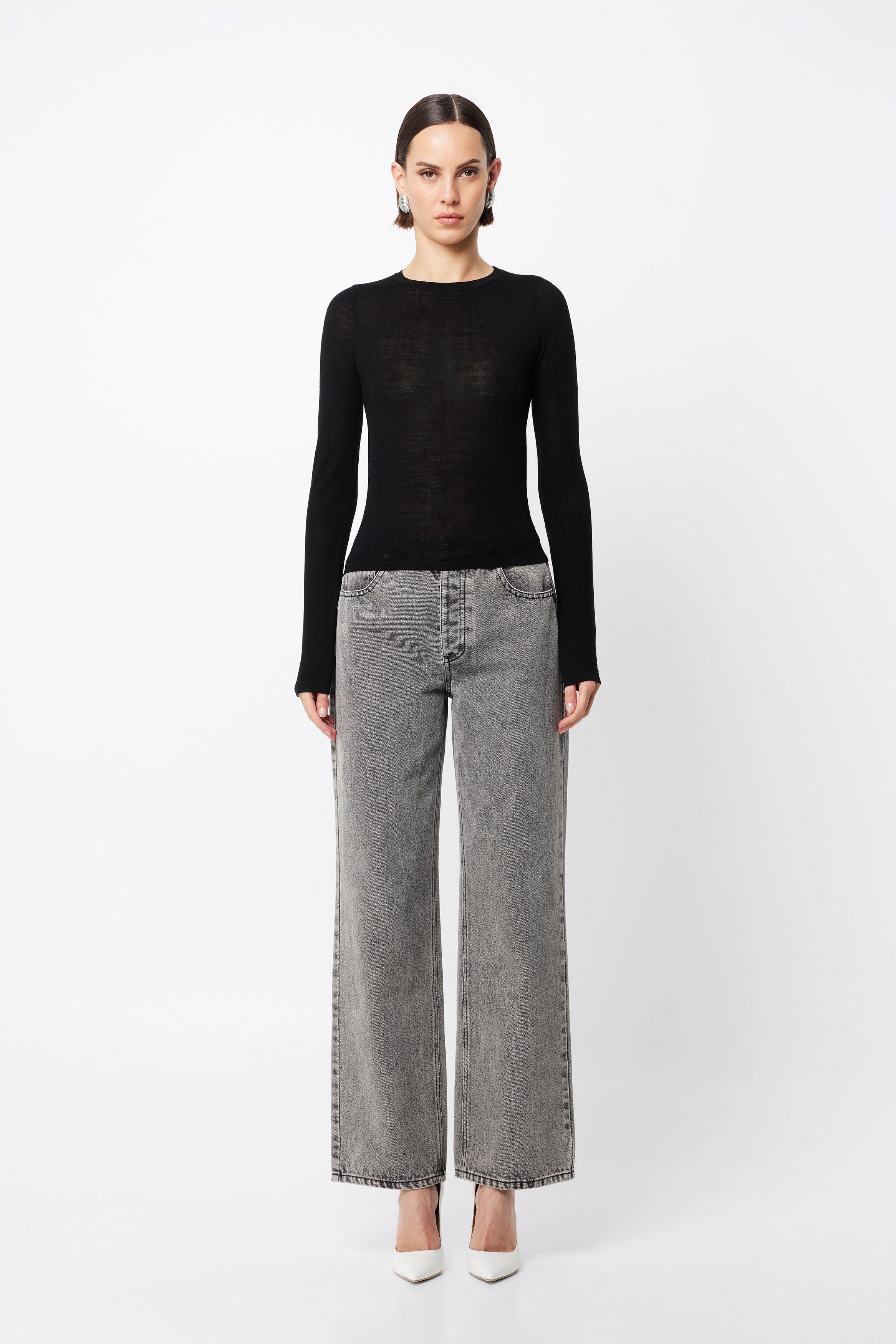 bexley wide leg jean, grey