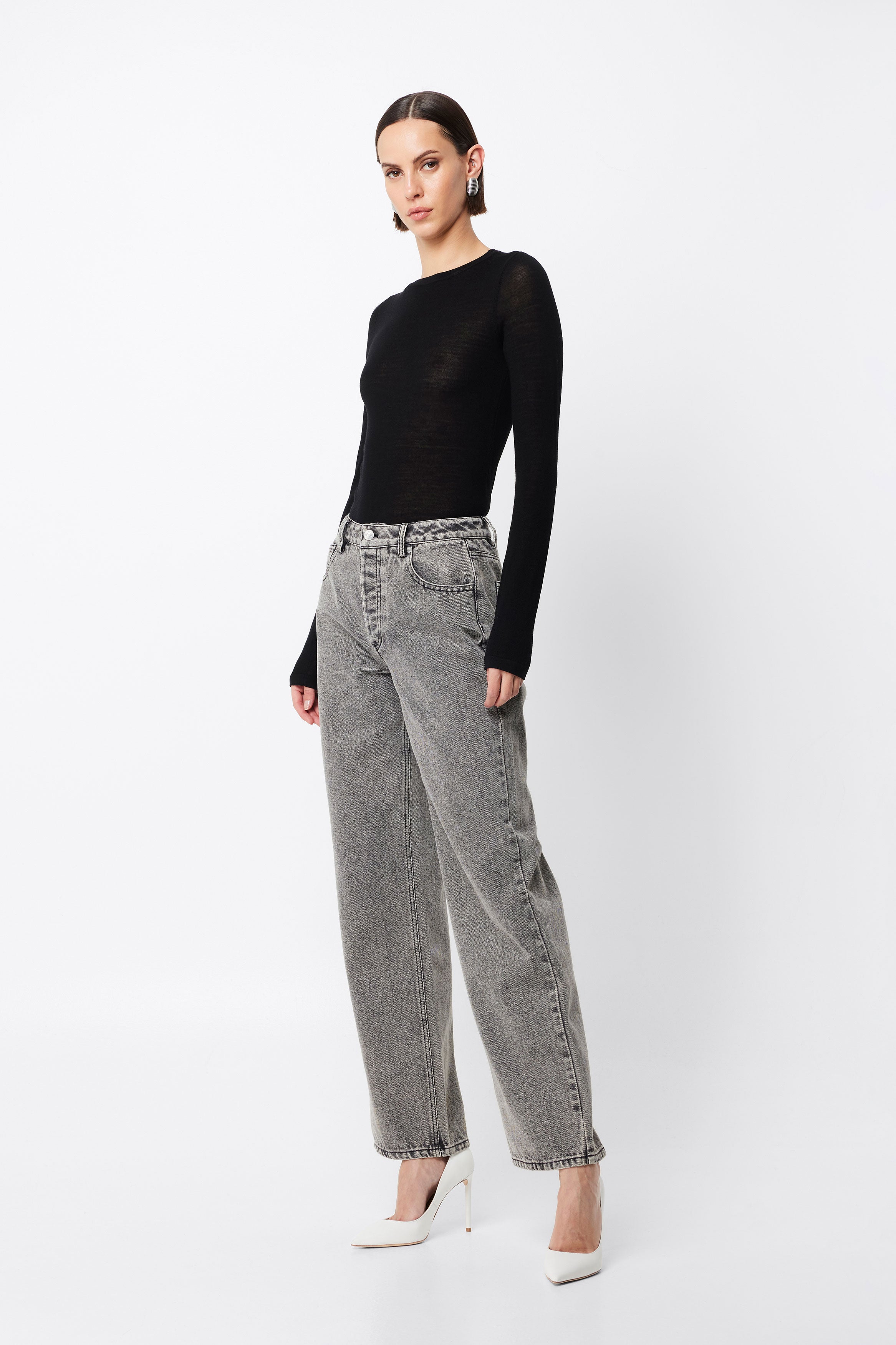 bexley wide leg jean, grey