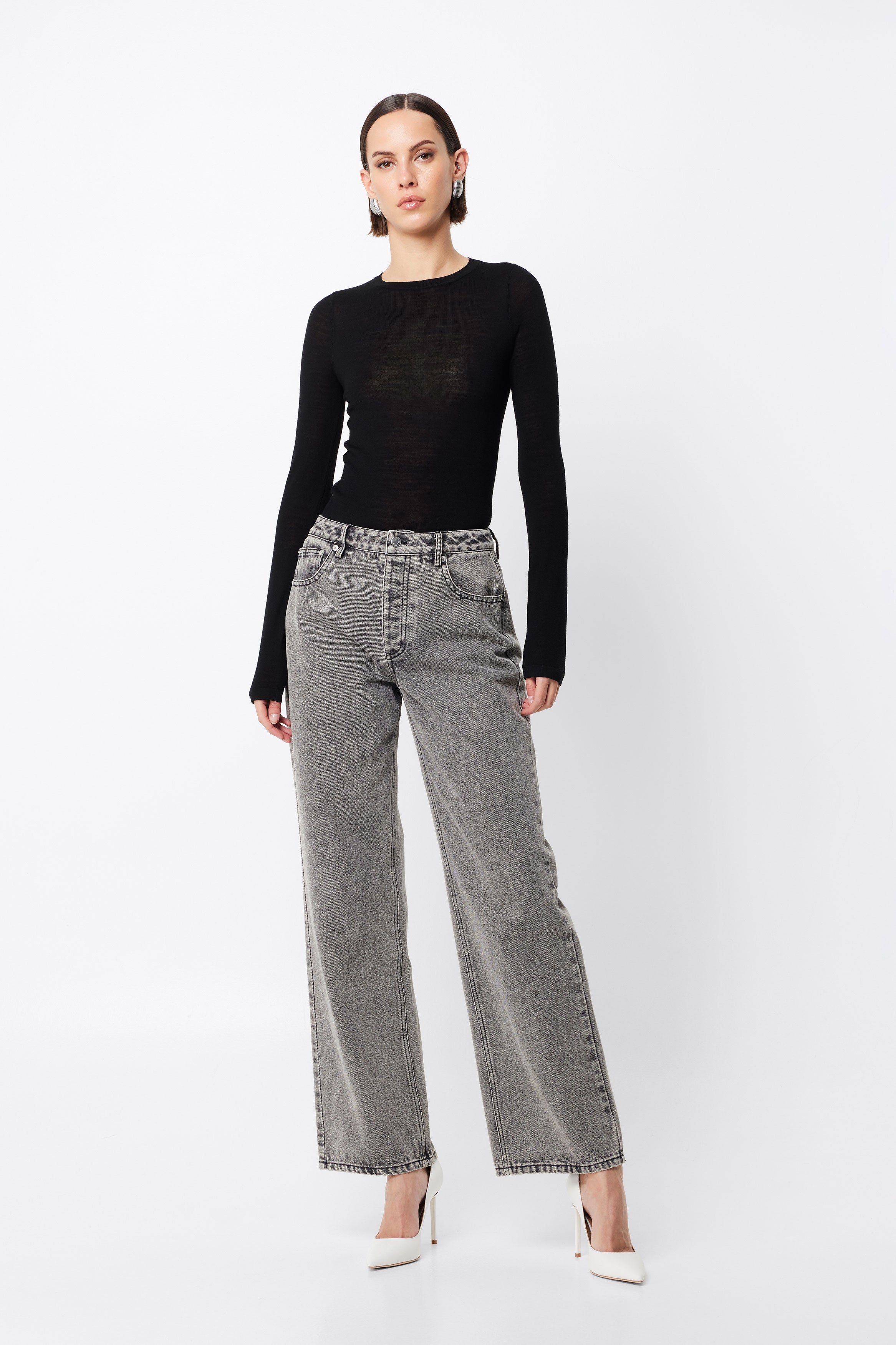 bexley wide leg jean, grey