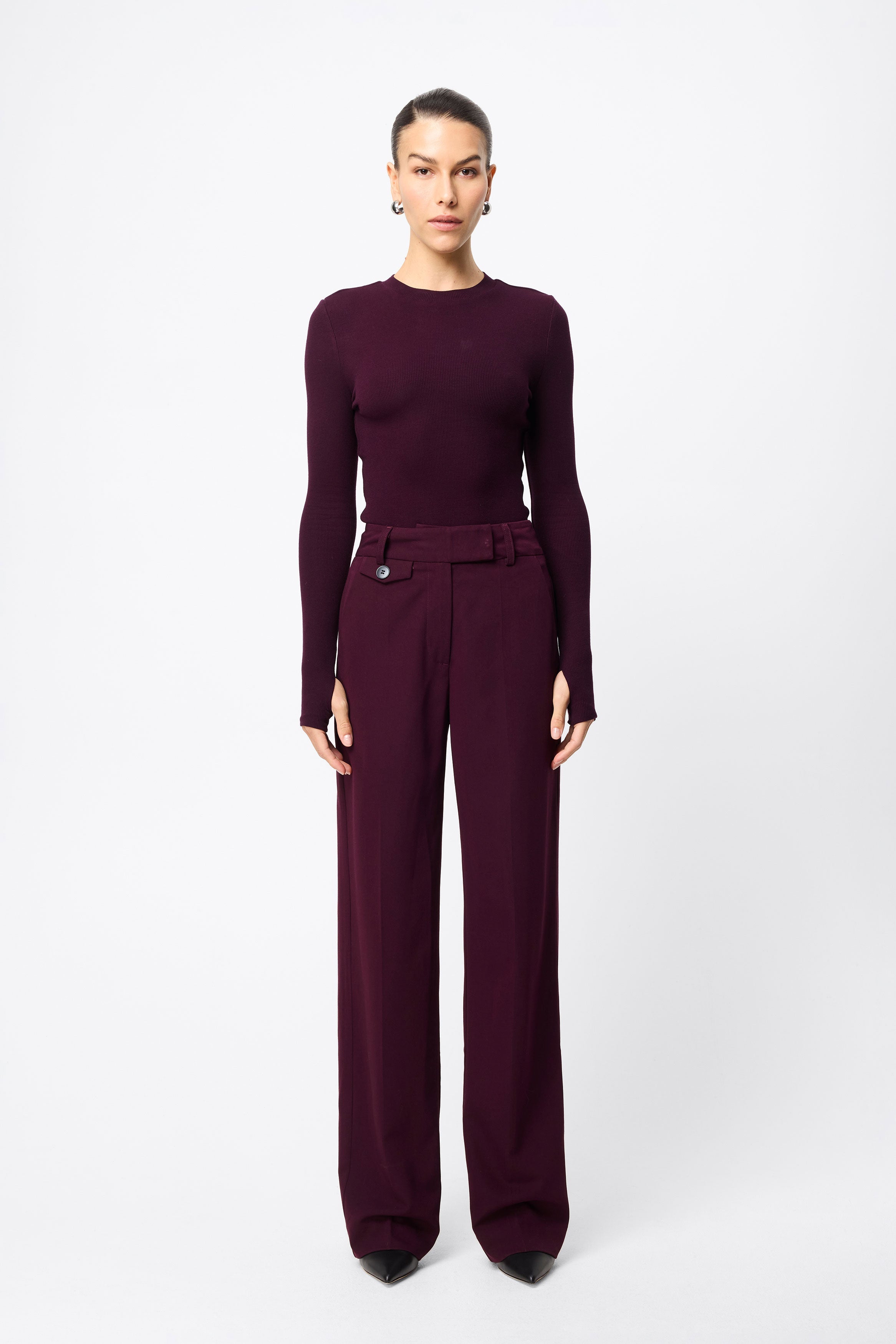 boston straight leg pant, cherry lacquer