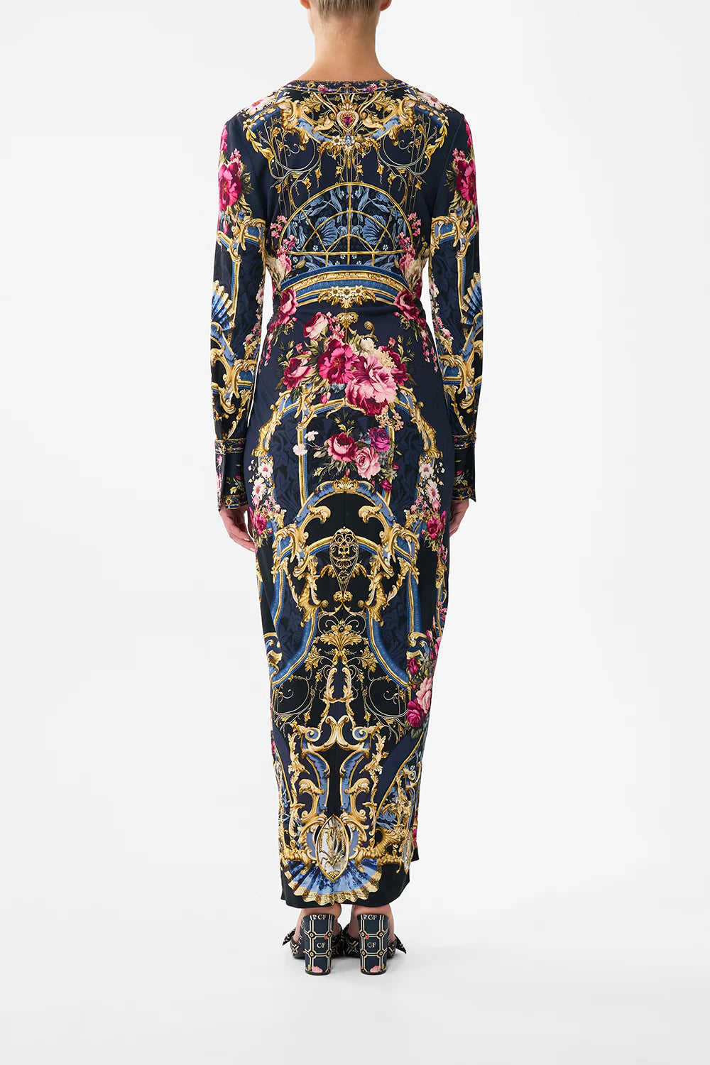 long v neck twist front jersey dress, Ornate on a plate