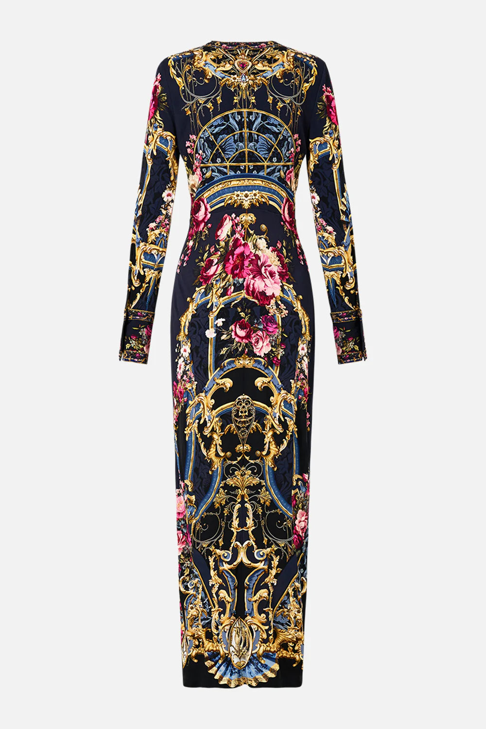 long v neck twist front jersey dress, Ornate on a plate