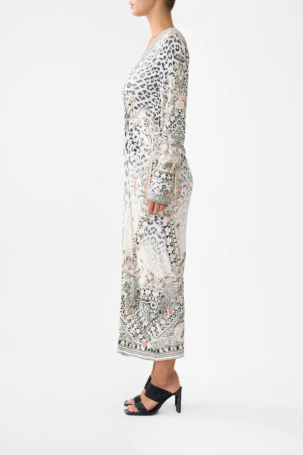 long v neck twist front jersey dress, Marble heaven