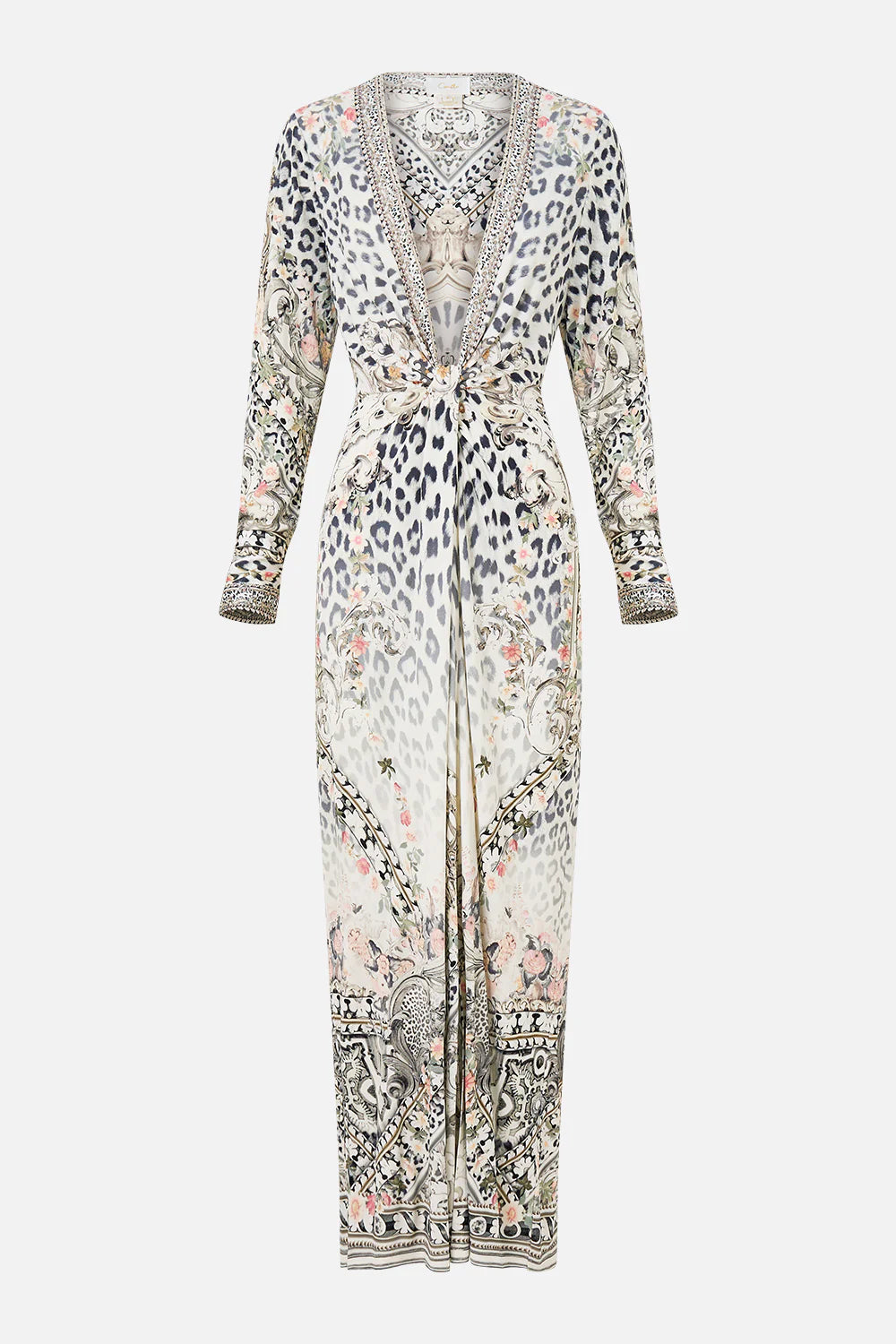 long v neck twist front jersey dress, Marble heaven