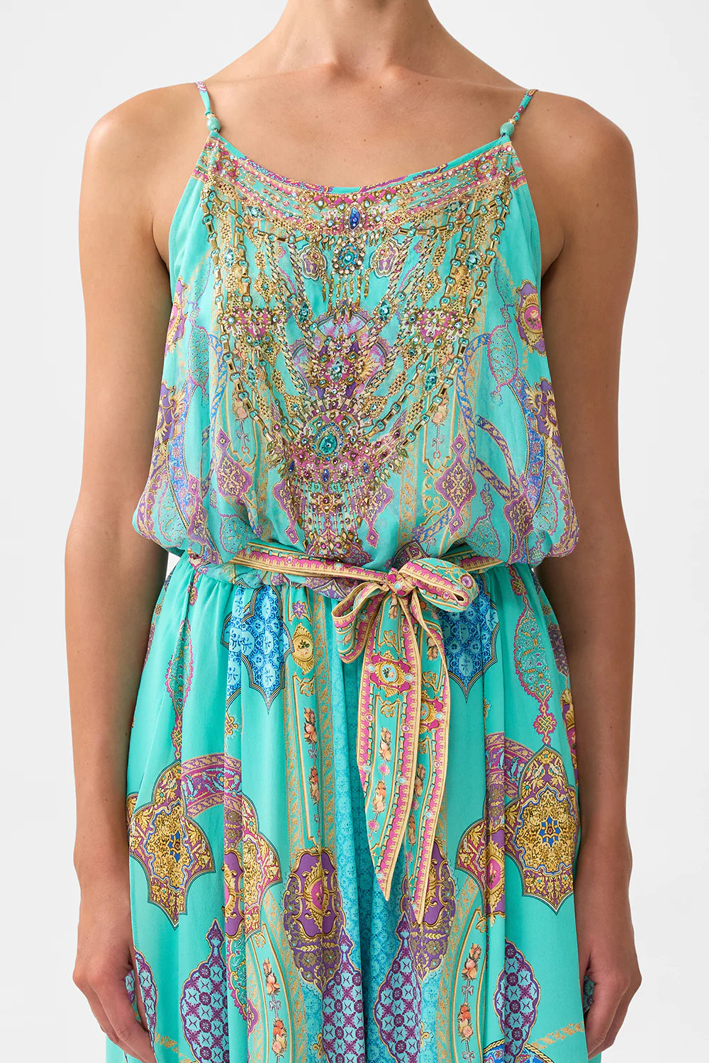 Shoestring strap jumpsuit, The concubine’s corridor