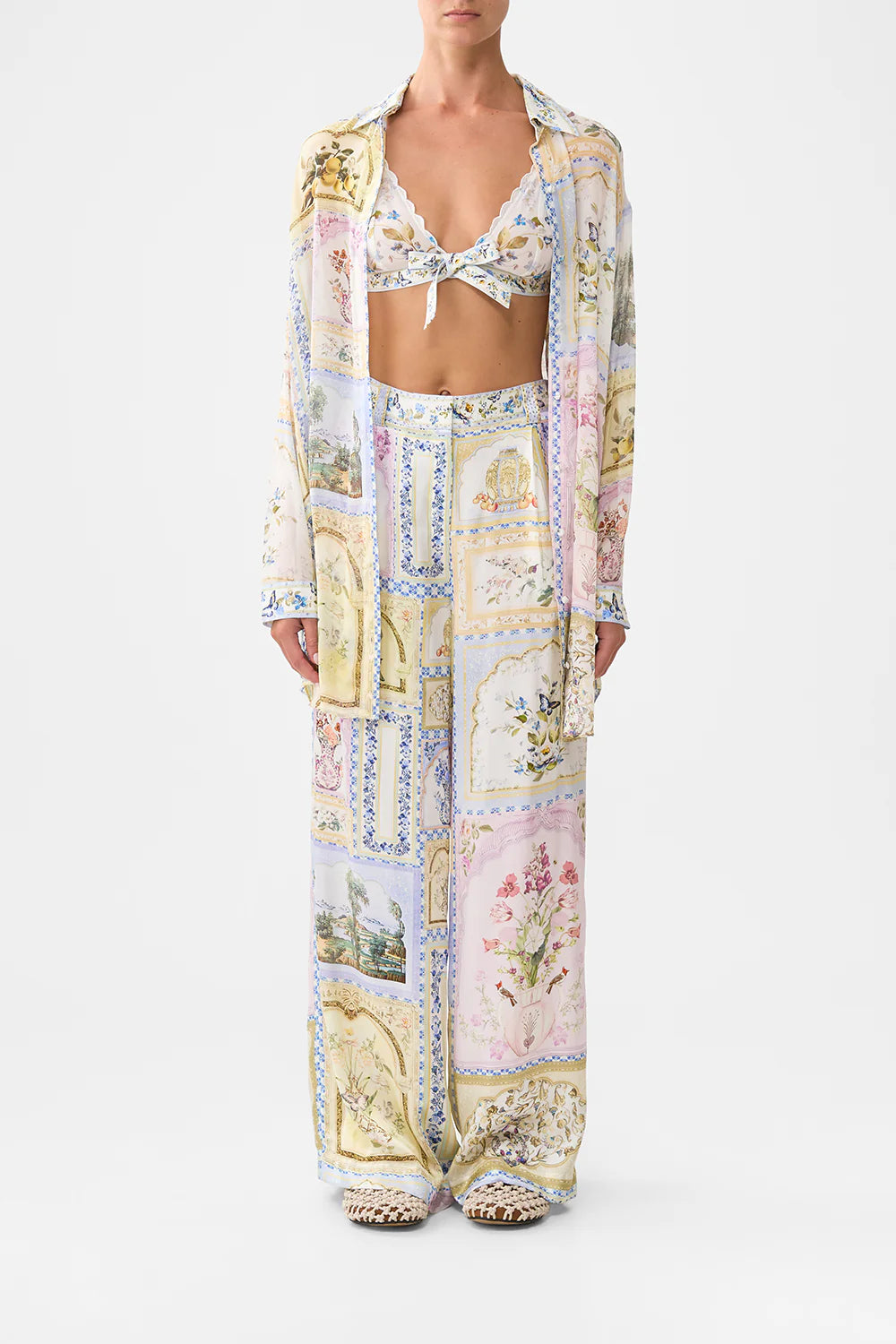wide leg waisted pant, Botanical ballads