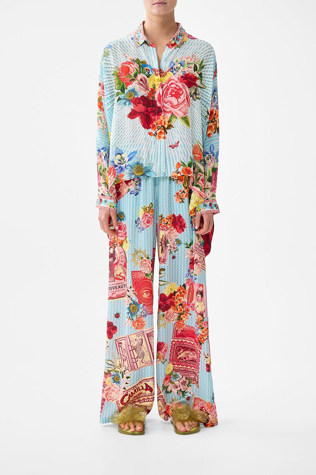 Wide body collared blouse, papers & curious capers