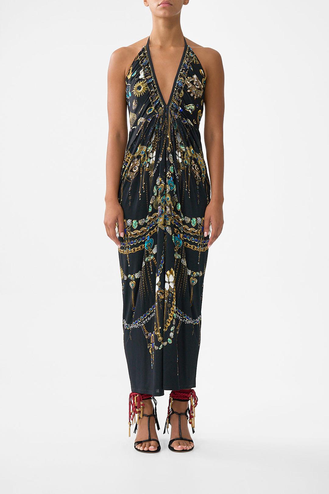 v neck gathered jersey dress, Amulets and alchemy