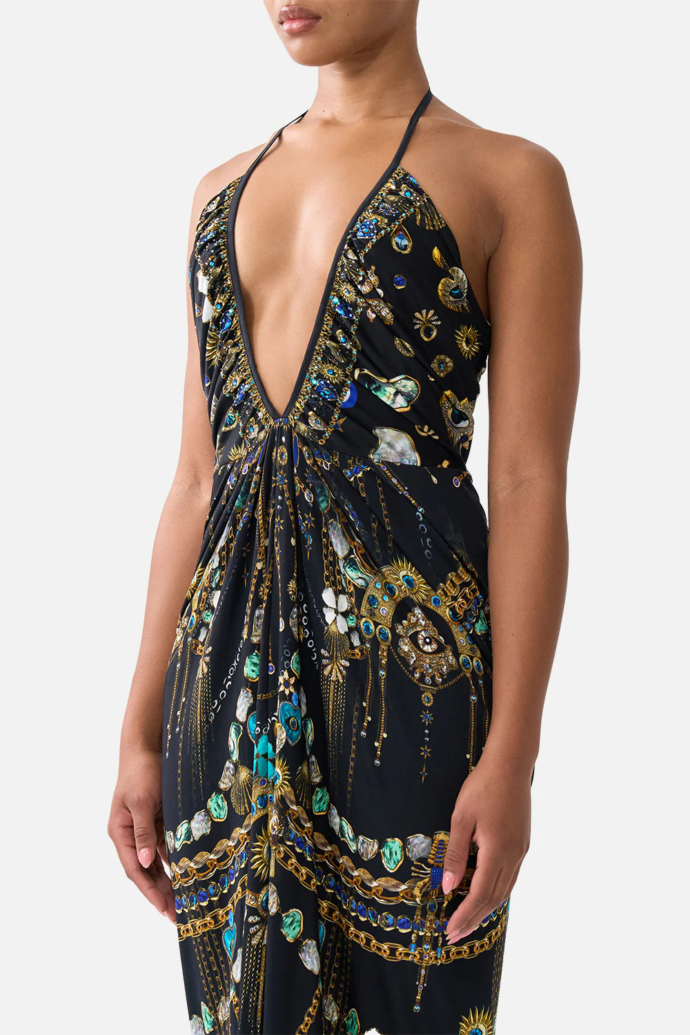 v neck gathered jersey dress, Amulets and alchemy