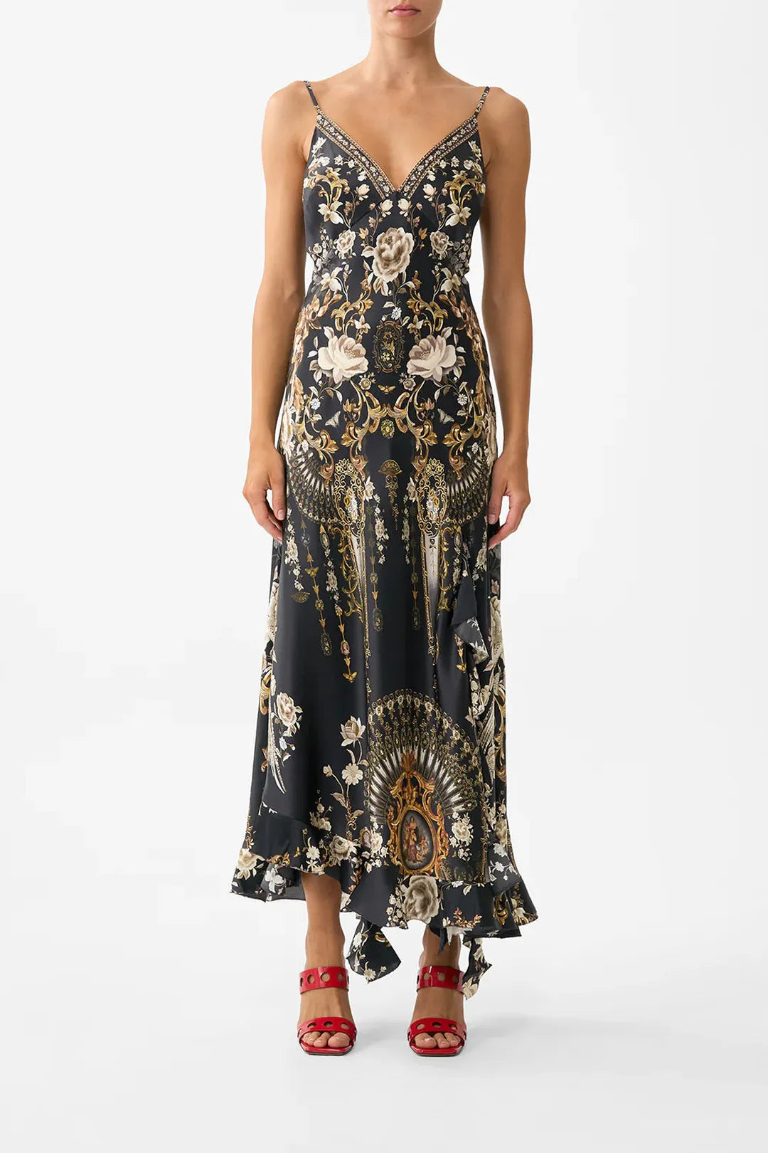 bias slip dress with frill hem, Flamenco folklore