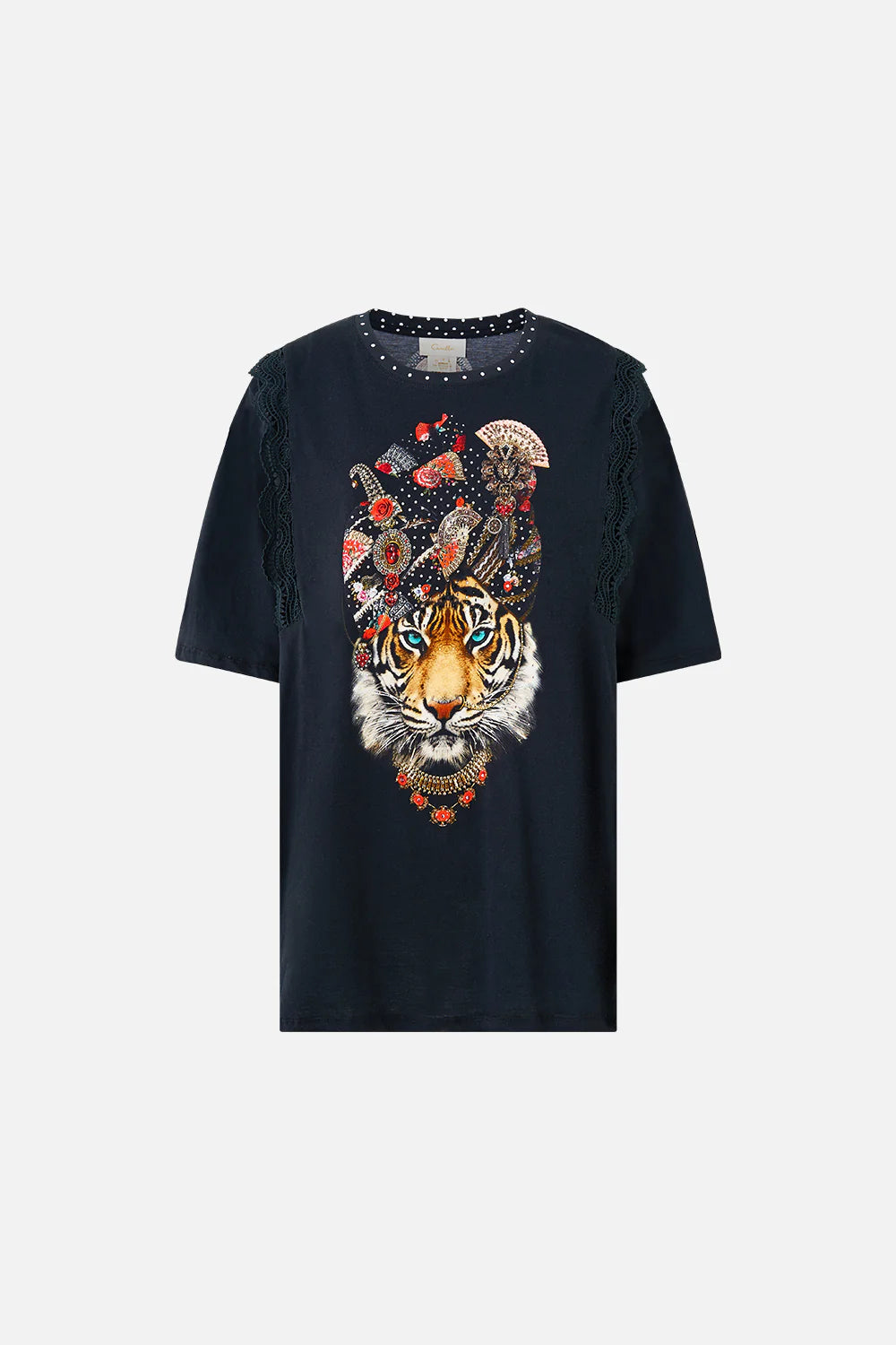 oversized tee with lace trim, Daughters of duende