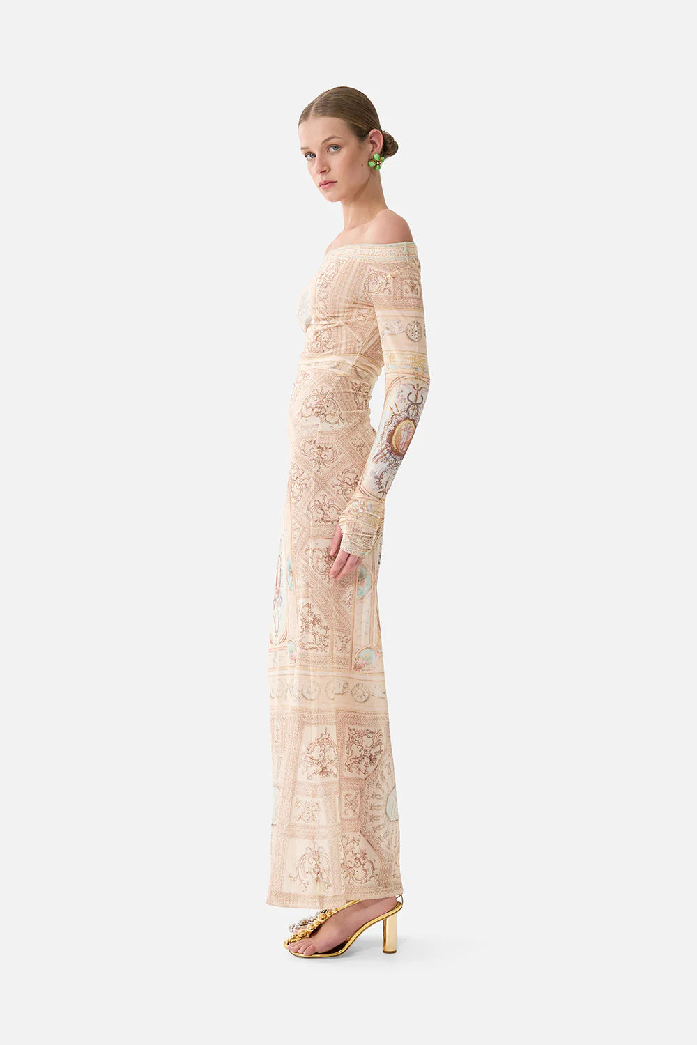 mesh off shoulder gathered jersey dress, A beloved boudoir