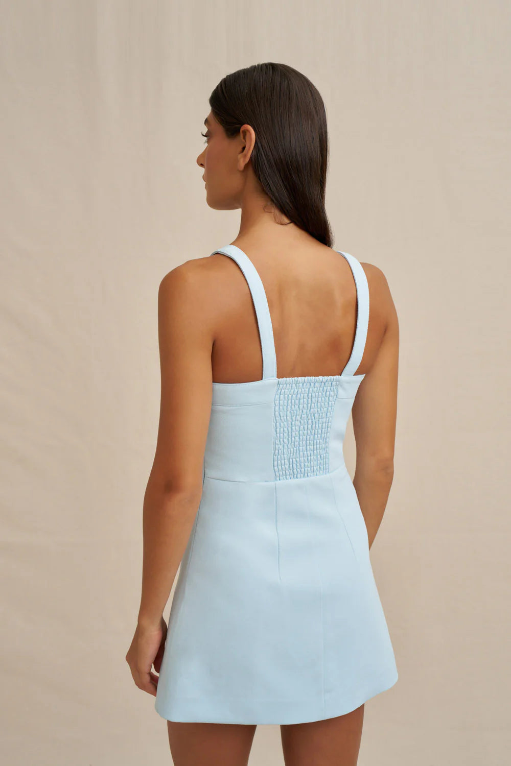 Camille bind blue mini dress