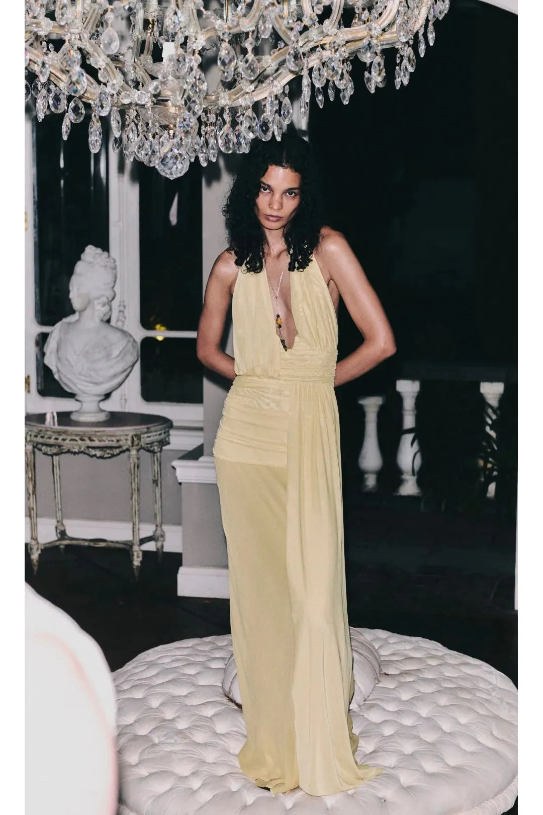 Cassius drape maxi dress, citron