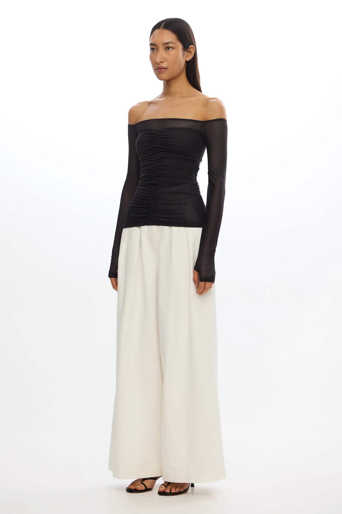 avni long sleeve top, charcoal