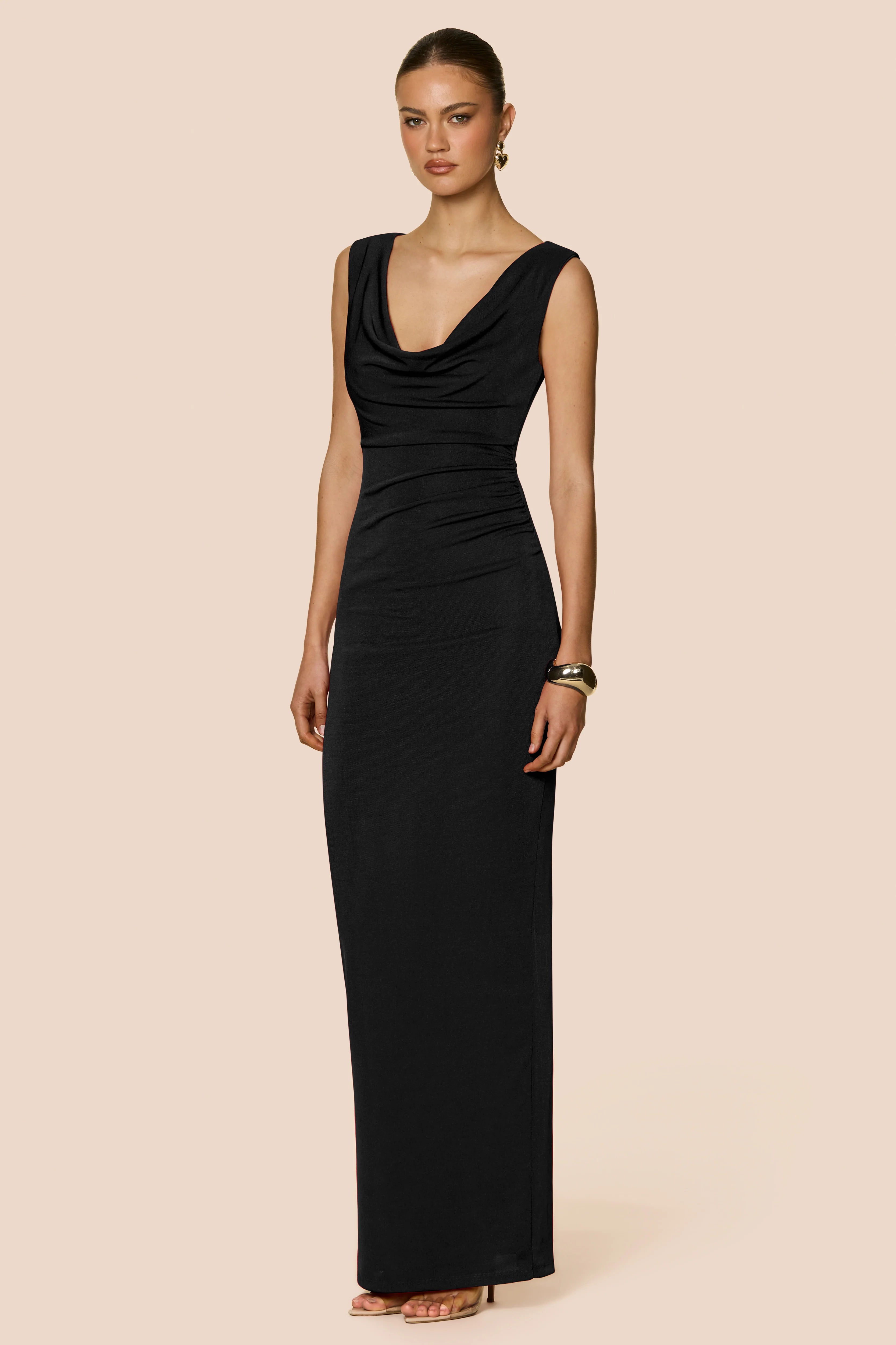 Crush drape maxi, black