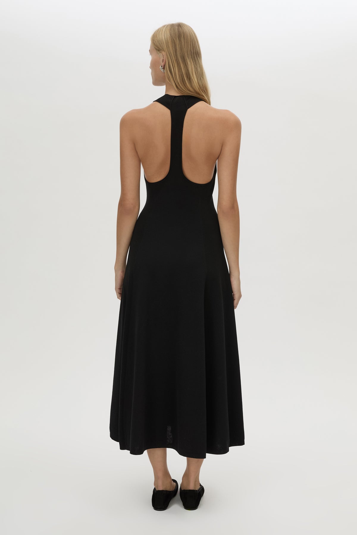 Aurore knit fitted midi dress, black