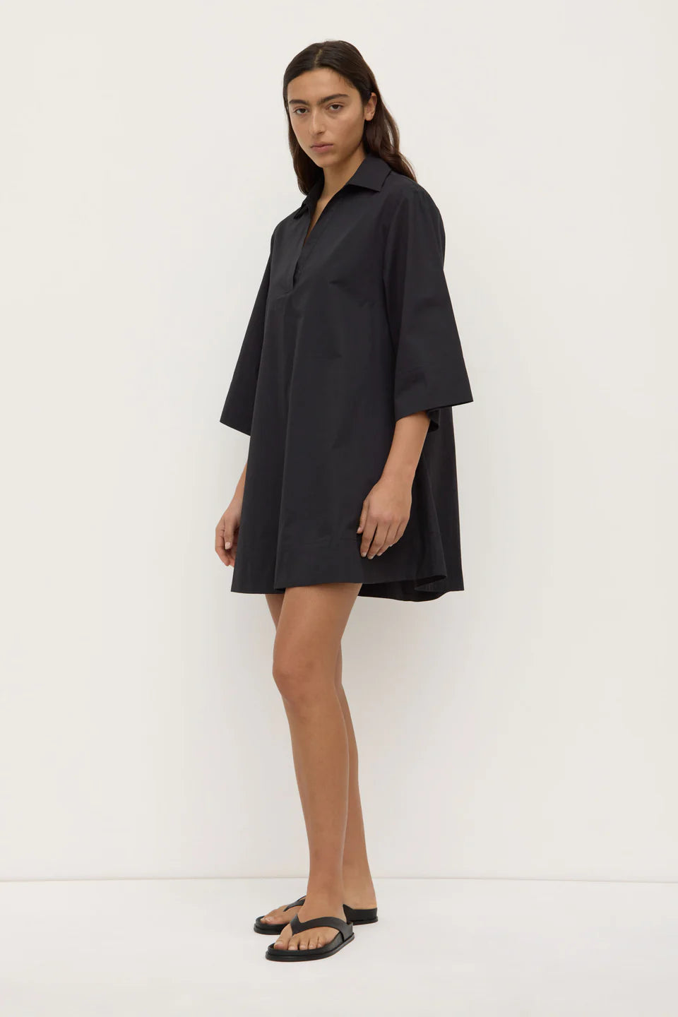 Claire mini shirt dress, black