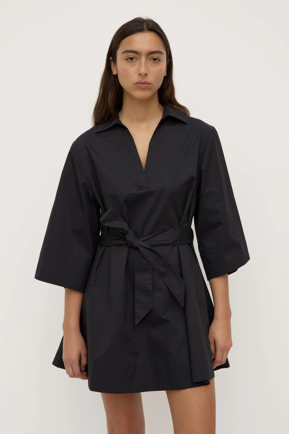 Claire mini shirt dress, black