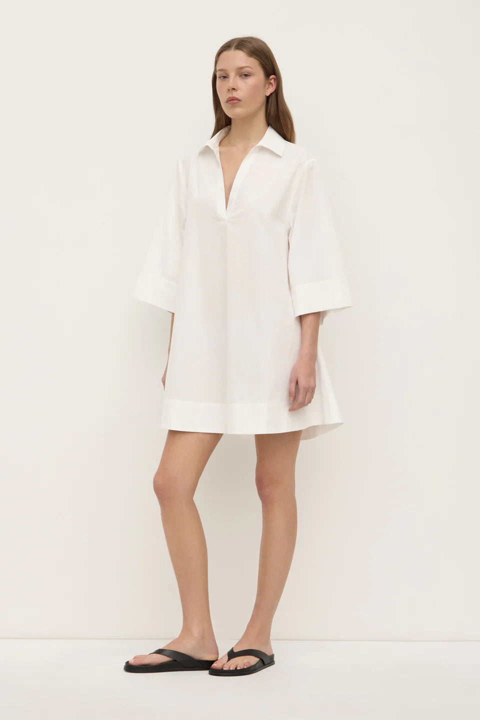 Claire mini shirt dress, white