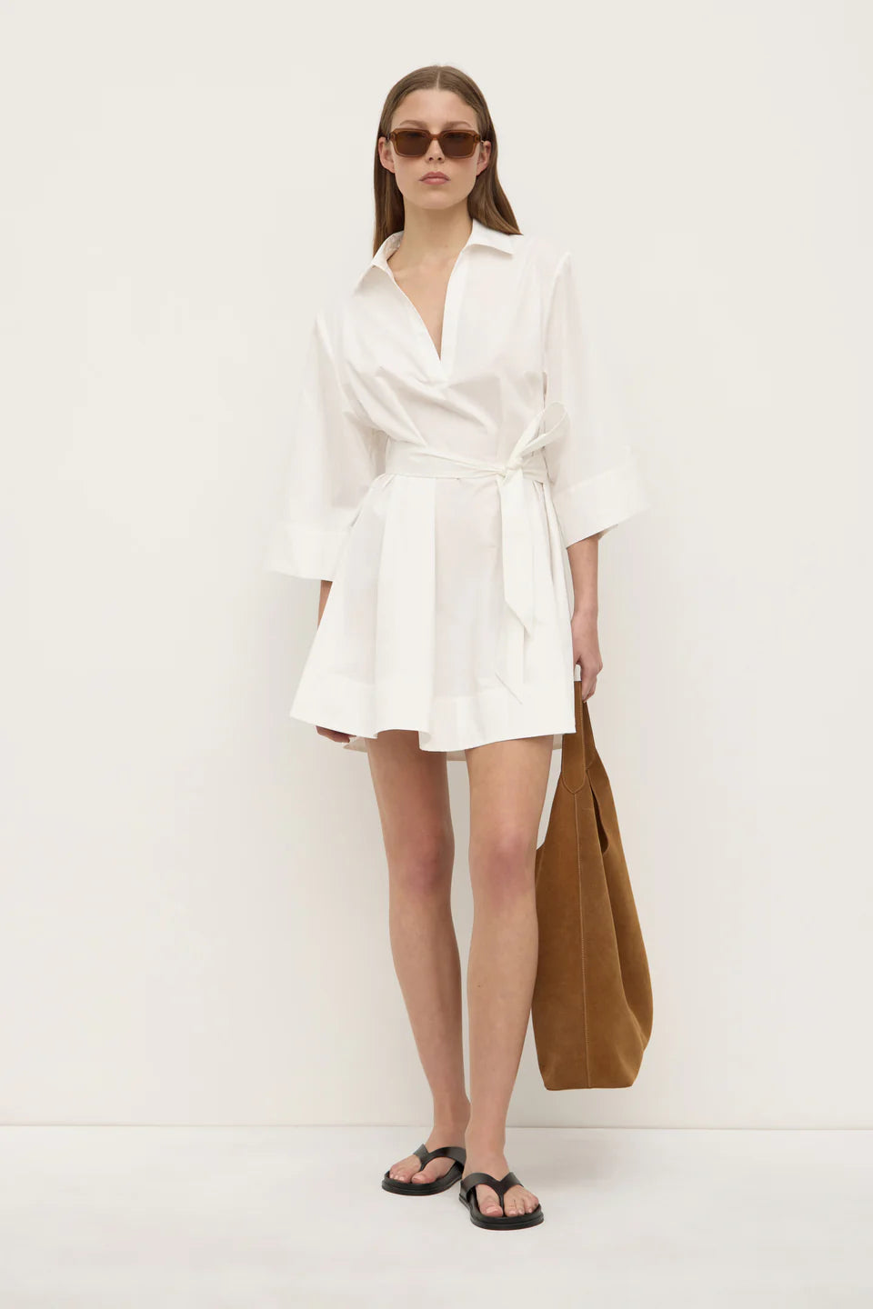 Claire mini shirt dress, white
