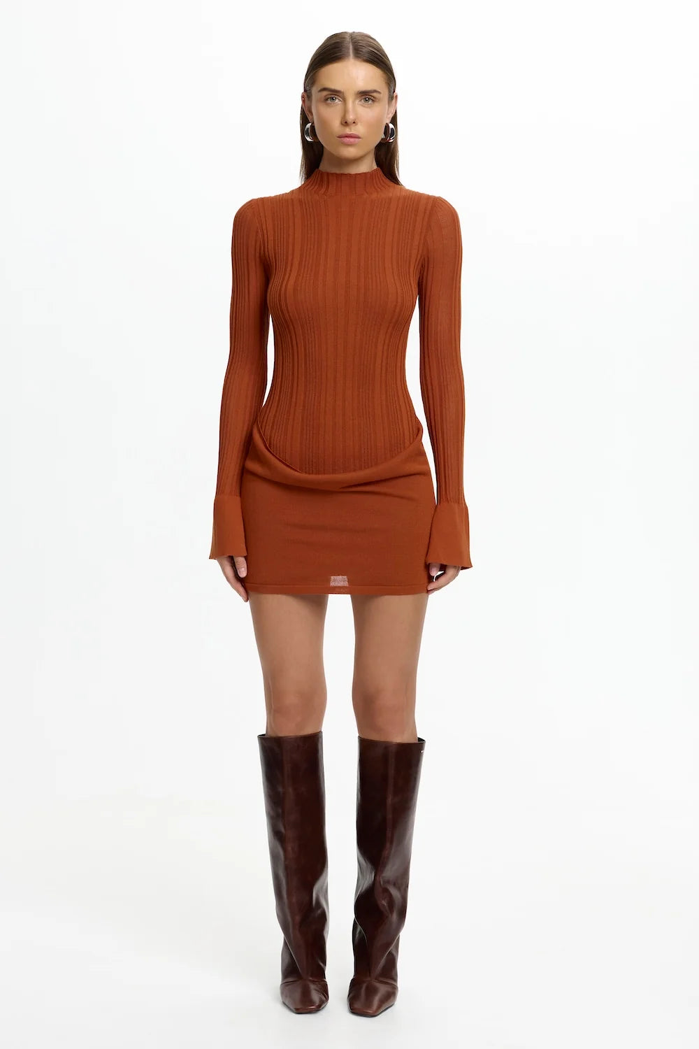 Kinga long sleeve mini dress, ember