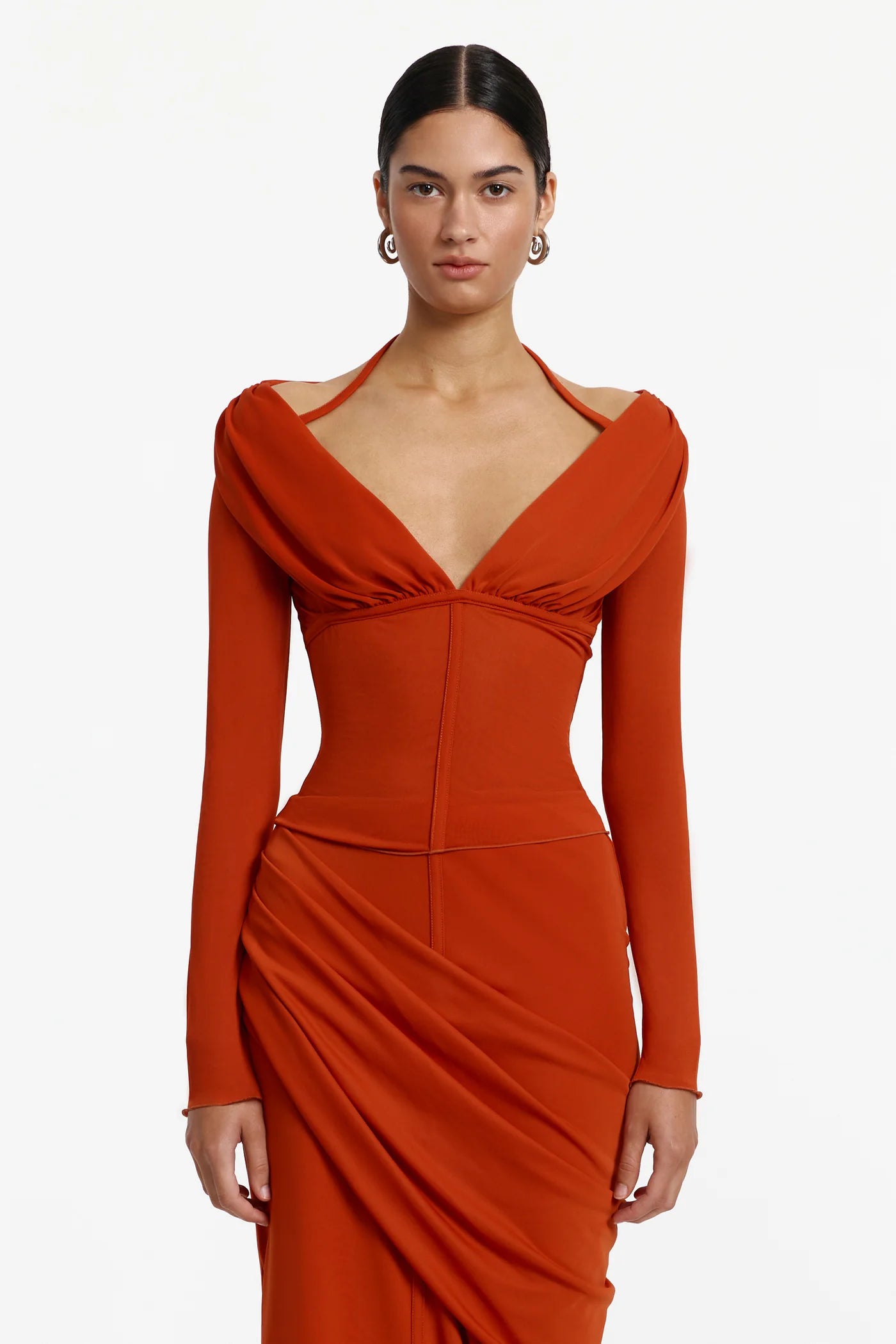 Jolie long sleeve top, terracotta