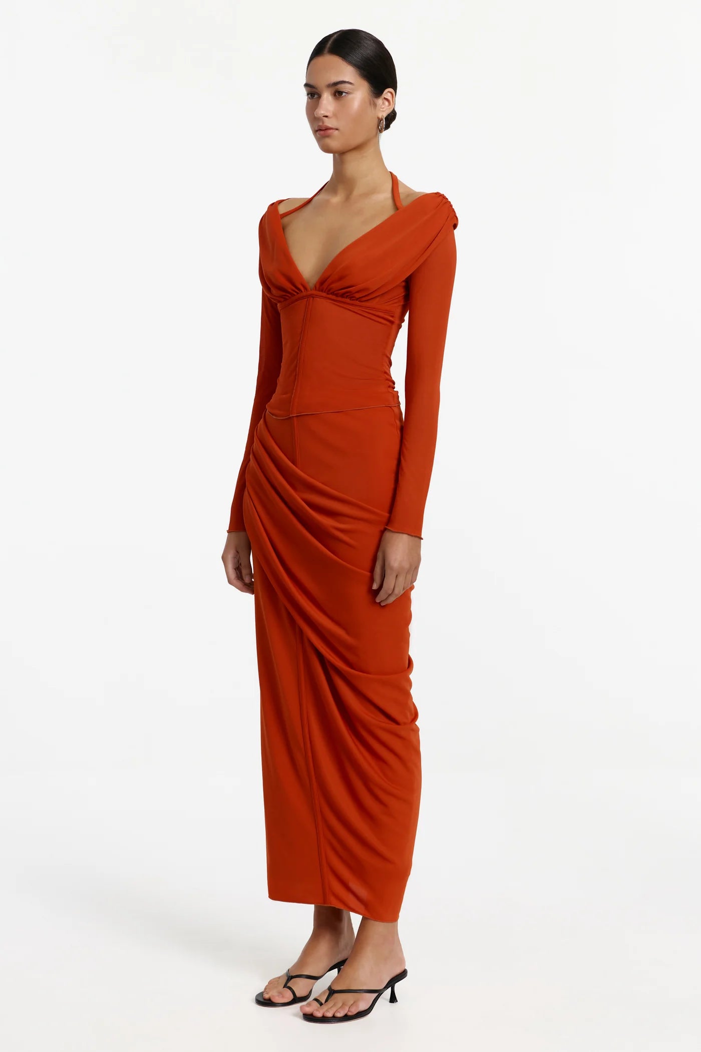 Jolie long sleeve top, terracotta