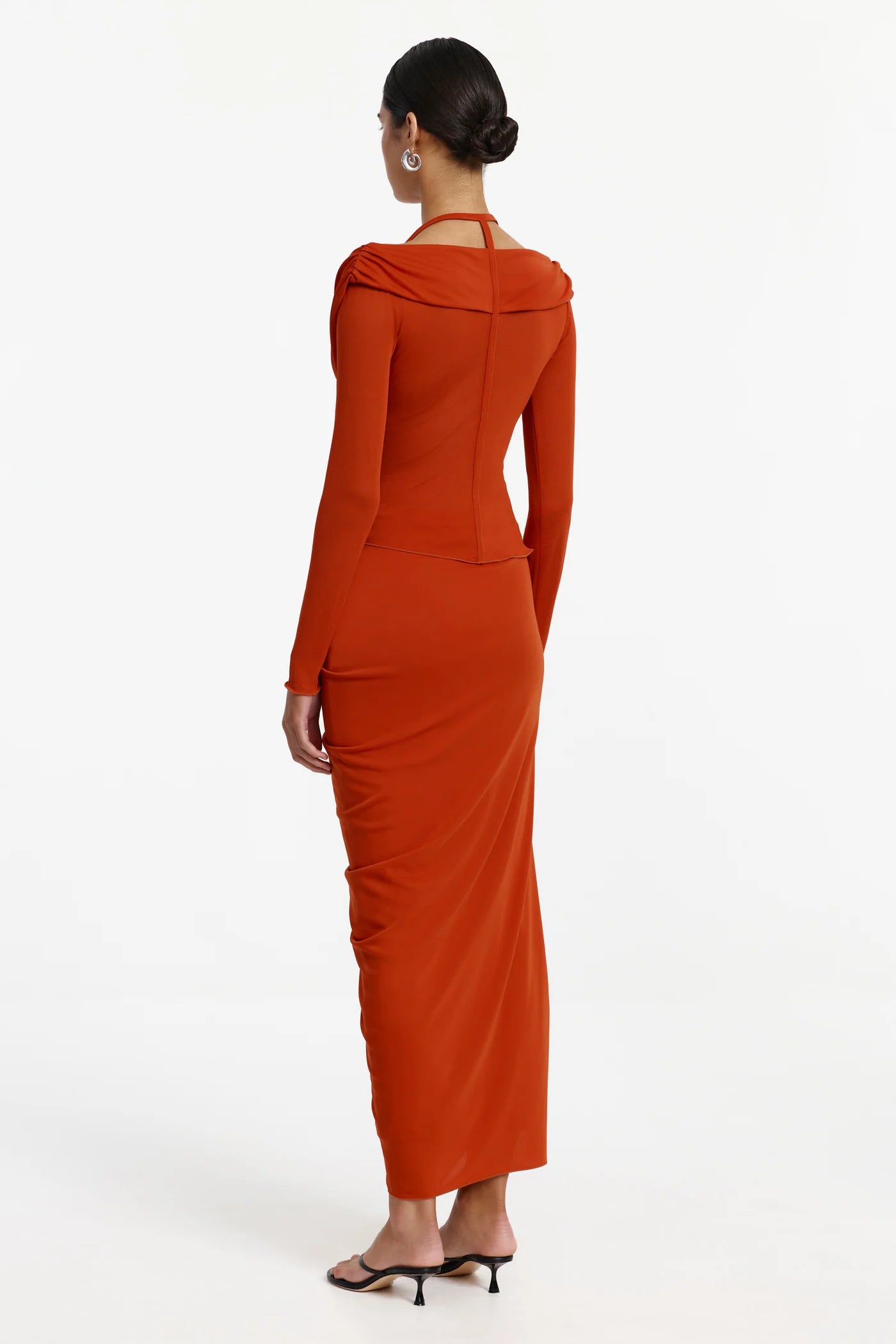 Jolie jersey maxi skirt, terracotta