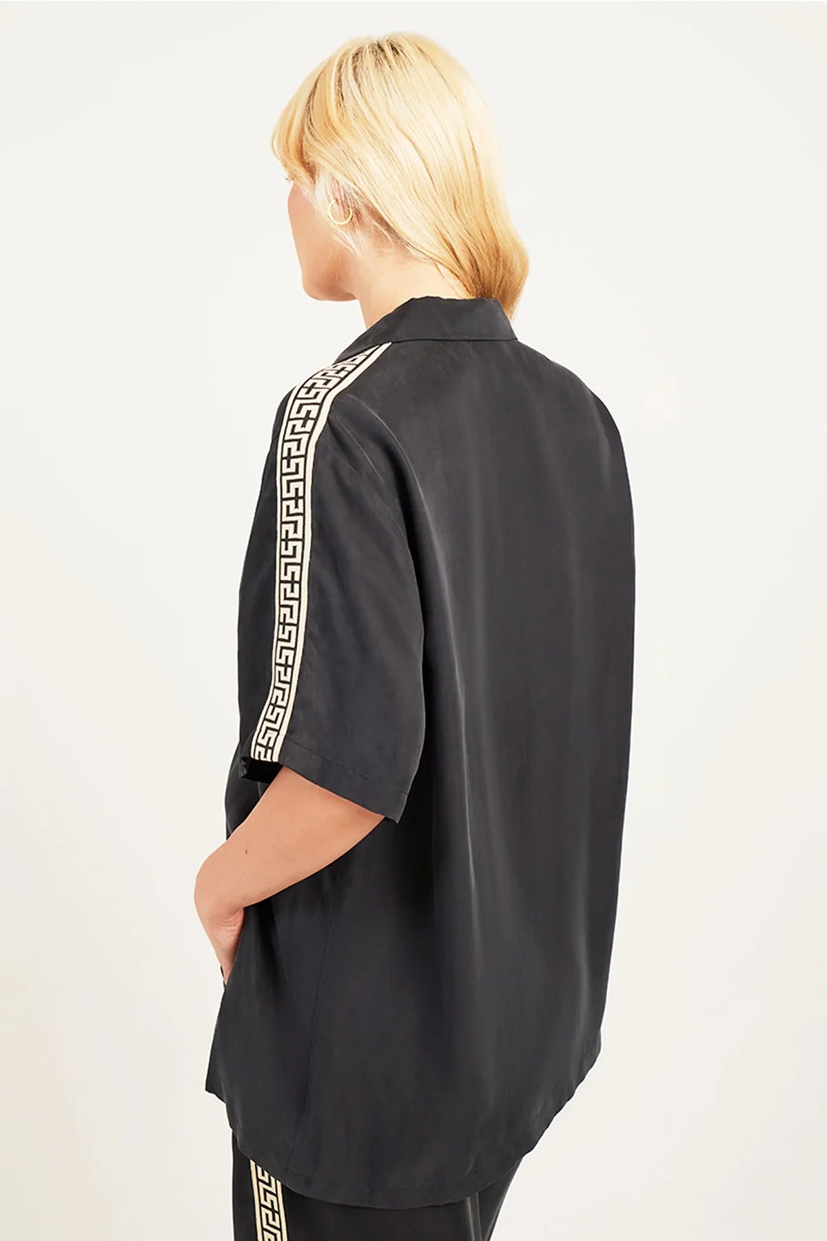 Geo resort shirt lyocell, black
