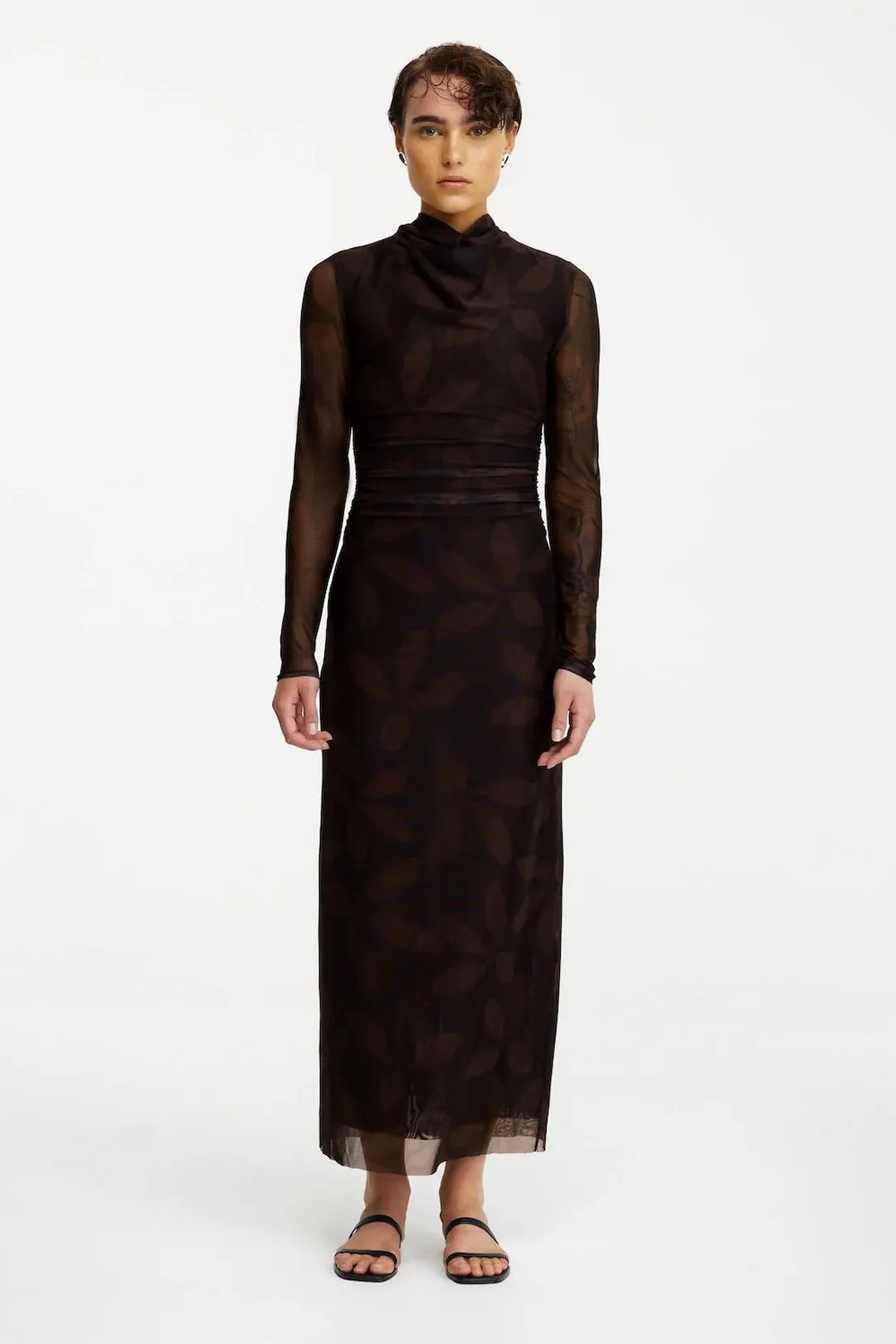 Narcissa midi dress, choc blossom