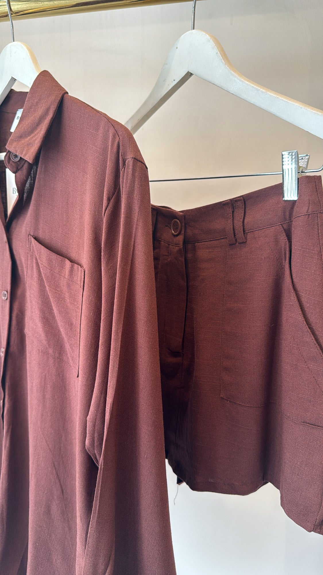 Button shirt + skort set, Choc