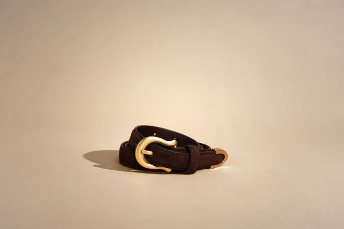 The adela belt, espresso suede