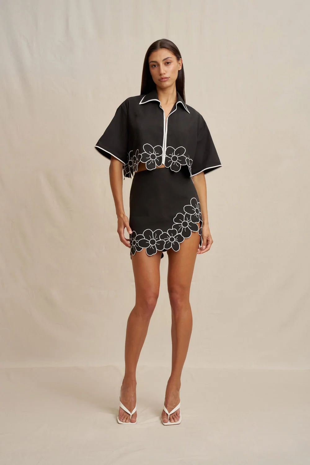 Dahlia Crop Shirt, Black