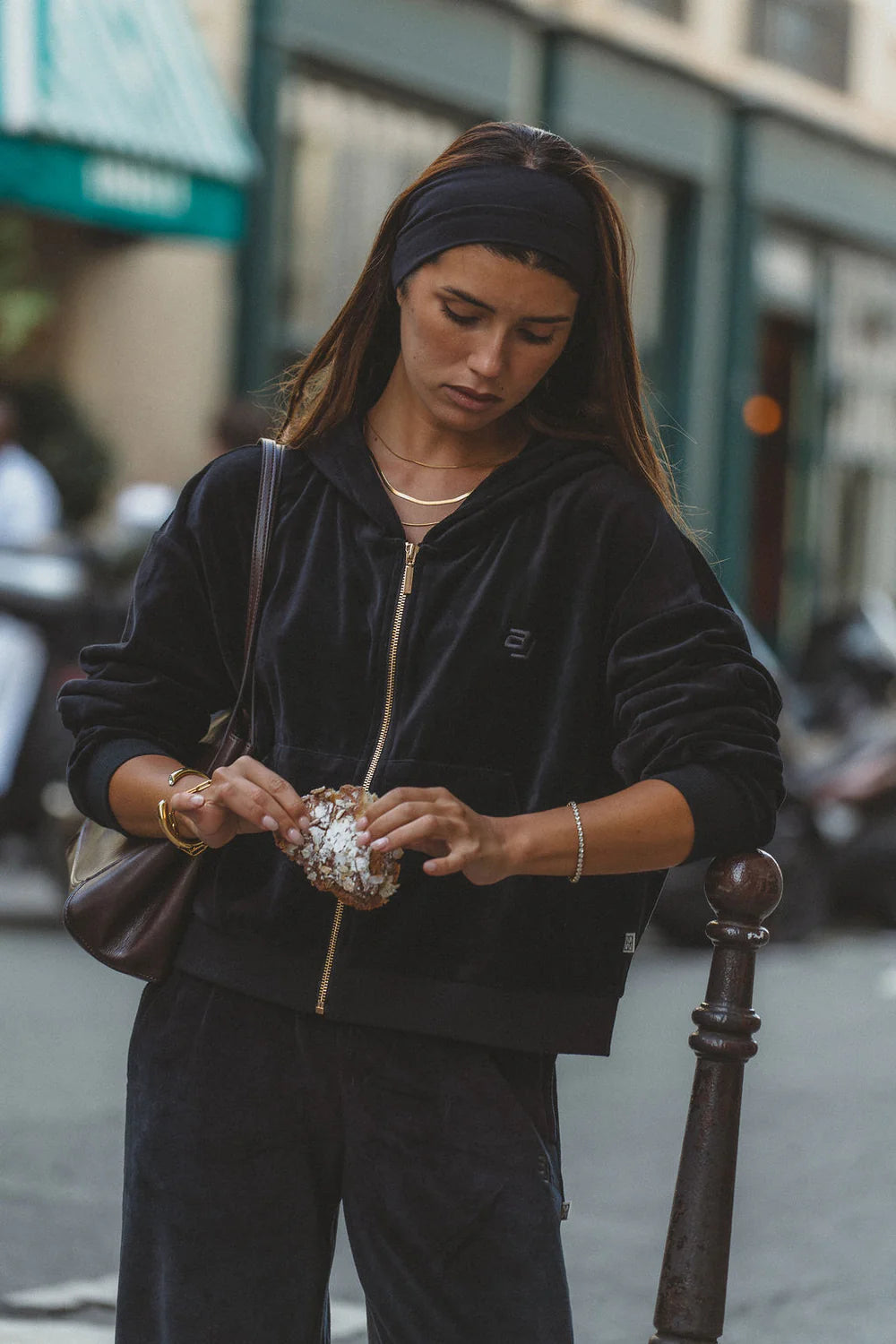 Aj Velour hoodie, noir