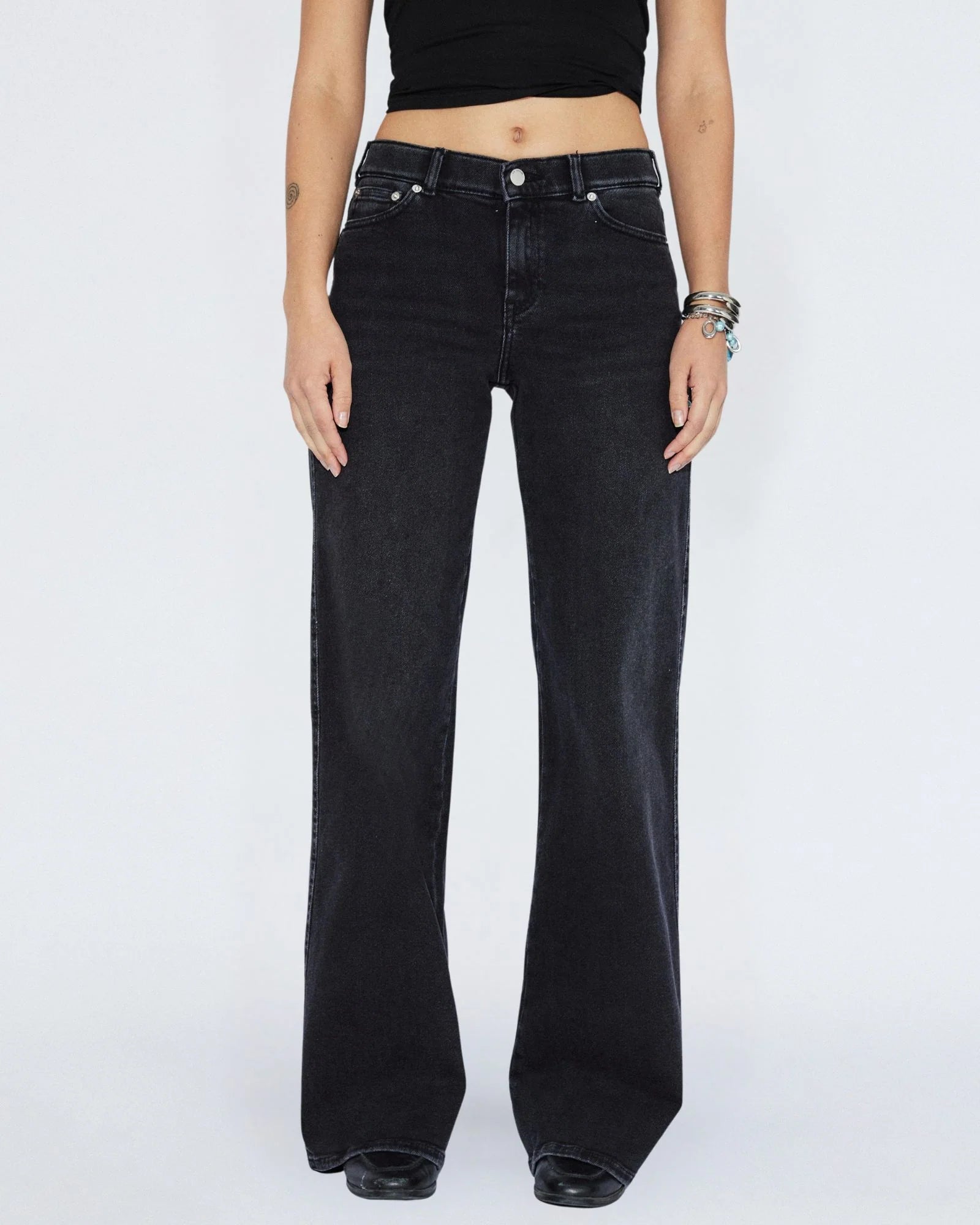 Zila Mid wide Jeans, black mist