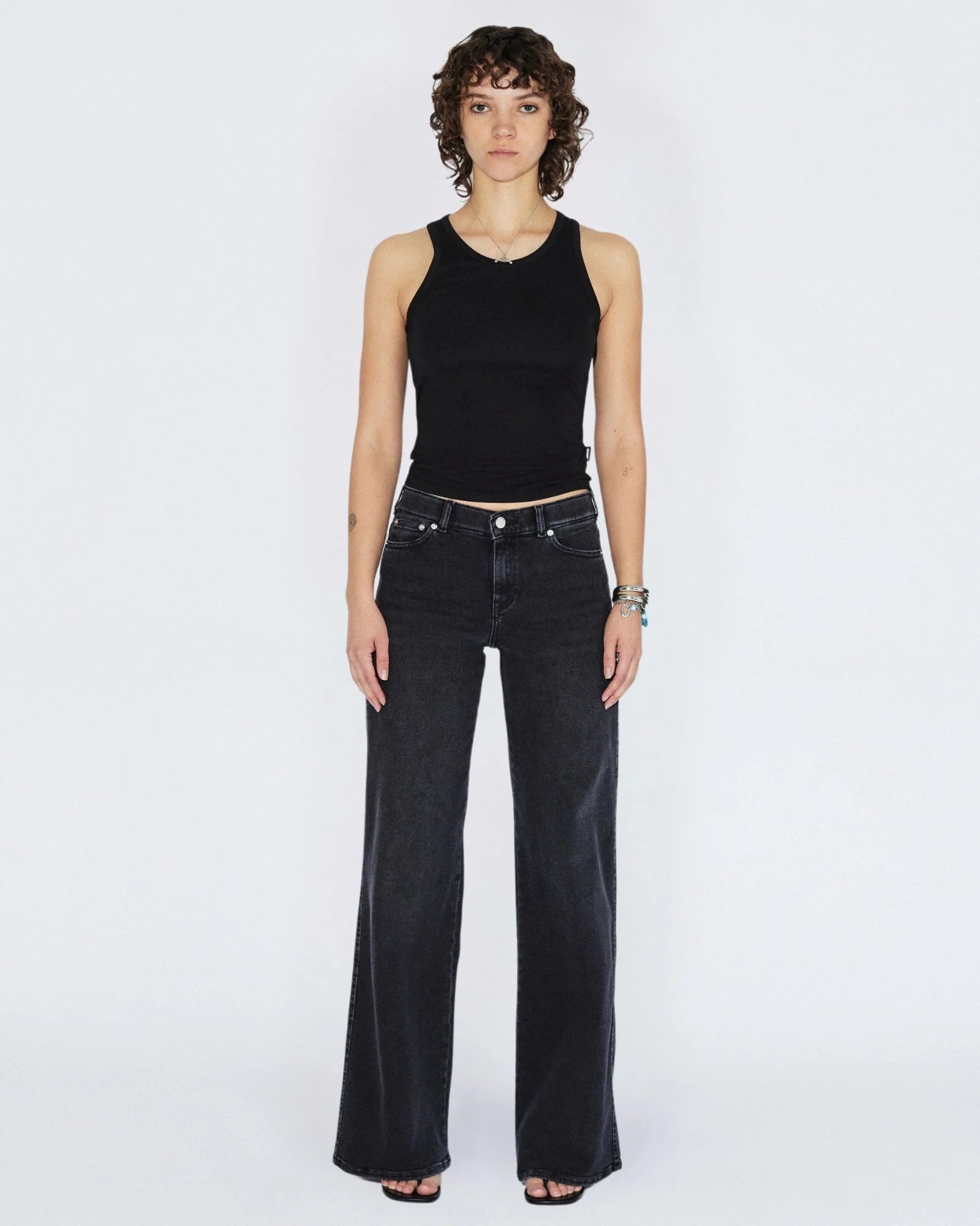 Zila Mid wide Jeans, black mist
