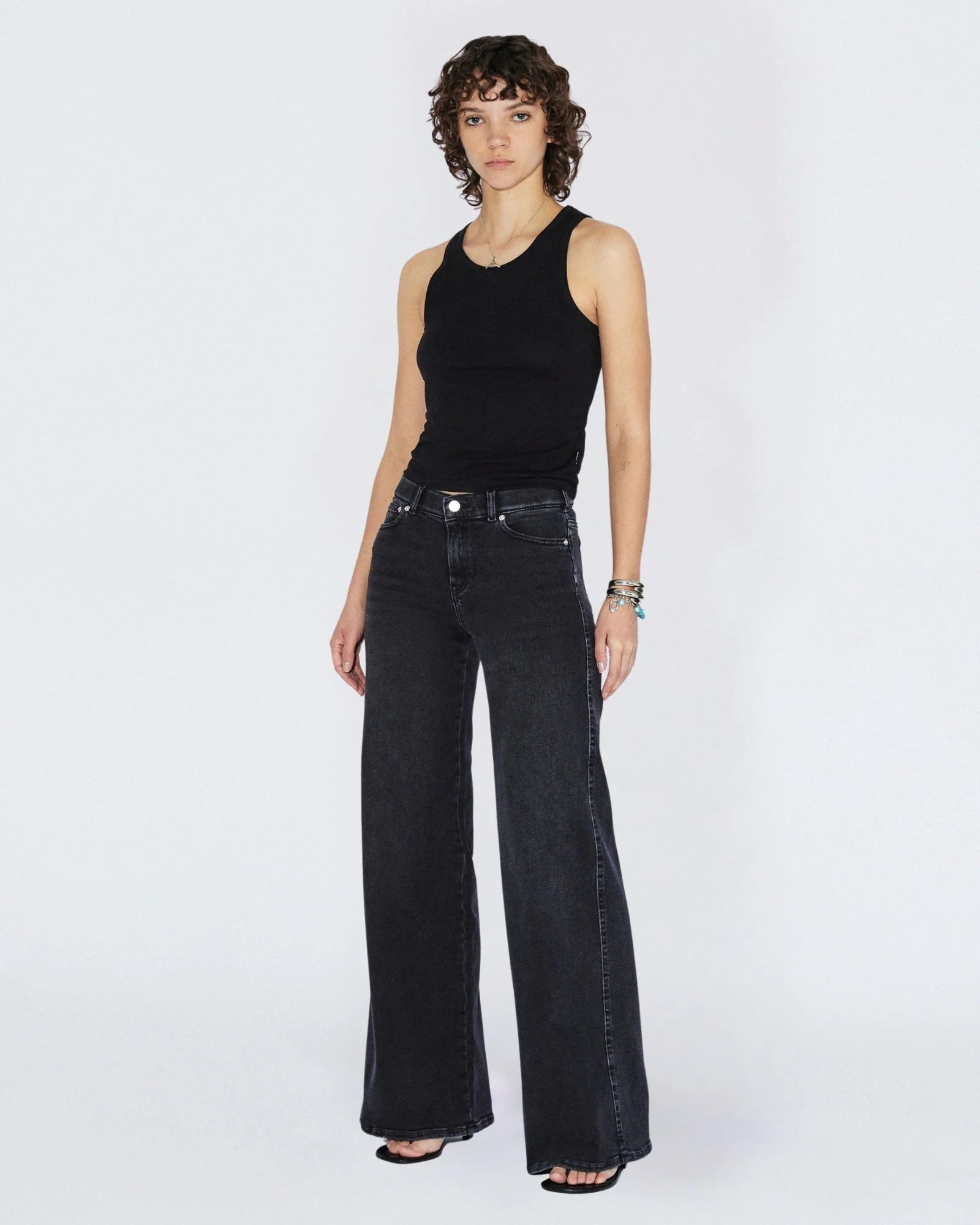 Zila Mid wide Jeans, black mist