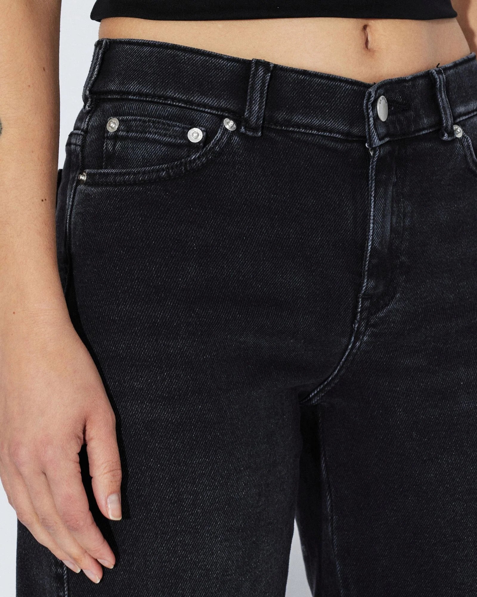 Zila Mid wide Jeans, black mist
